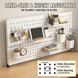 SEKAM Desk Pegboard Organizer Kit, 31.5", Clamp-On No-Drill Panel with Hooks, Shelves & Cups, White
