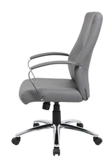 Boss Office Products LeatherPlus Home Office Adjustable Executive Chair with Casters, Grey