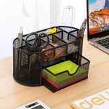 Deli Mesh Desk Organizer with Drawer, 8 Compartments, Black - view 2