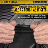 Commander 55 Gallon 3 MIL (eq) Heavy Duty Contractor Bags with Flap Ties - 36" x 56" with flaps - Pack of 10 - For Contractor, Industrial, & Outdoor