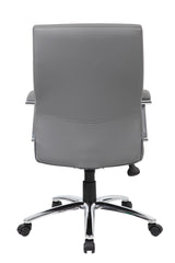 Boss Office Products LeatherPlus Home Office Adjustable Executive Chair with Casters, Grey