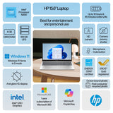 HP 15.6 inch Win 11 Laptop Intel Processor N200 4GB RAM 128GB UFS Silver (12-mo. Microsoft 365 incl.)