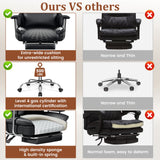 COOLHUT Big and Tall Office Chair 500LBS Wide Seat Ergonomic Computer Desk Chair, PU Leather Executive Office Chair with Footrest, Adjustable Task Chair Lumbar Back Support 8 Hour, Black