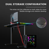GTRACING Adjustable Height RGB Electric Sit or Stand Computer Desk with LED Lights, Black