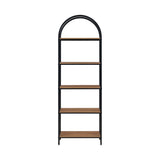 Mainstays 5-Shelf Metal and Wood Arch Open Bookcase, Warm Walnut