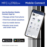Brother Wireless MFC-L2760DW Compact Monochrome All-in-One Laser Printer with Copy, Scan and Fax, Duplex and Mobile Printing