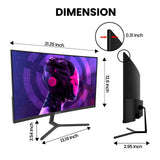 CRUA 24-inch Curved Gaming Monitor, FHD 1080p, 180Hz, FreeSync (Black)