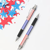 TanSiDing Independence Day Flag Pen Patriotic Push Button Ballpoint Pen with Tricolor Design Smooth Writing Office Supplies Party Favors Gifts for Holiday Celebration
