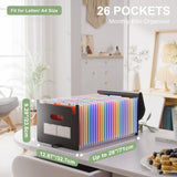26-Pocket Accordion File Folder Organizer, A4/Letter Size, Expandable with A–Z Color Tabs