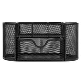 Mesh Desk Organizer with Drawer, 8 Compartments, Black - view 3