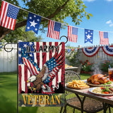 4th of July Patriotic Bald Eagle Decorative Garden Flag, America USA Army Veteran Yard Outside Home Decoration, American Burlap Outdoor Small Decor Double Sided 12 x 18