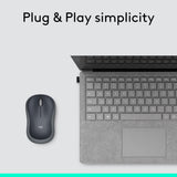Logitech M185 Wireless Mouse, 2.4GHz USB Receiver, Gray