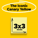 Post-it Notes, 3 in x 3 in, Canary Yellow, 24 Pads/Pack - view 2
