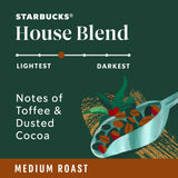Starbucks House Blend Ground Coffee, Medium Roast, Hot or Iced Coffee, 12 oz