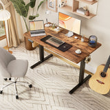 EDX Electric Adjustable Standing Desk - 63"x24" Sit-to-Stand Office Desk with 2 Hooks & Wire Hole