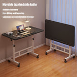 Height-Adjustable C-Shaped Laptop Desk with Wheels, Rolling Sofa Side Table, Black