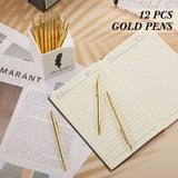 Gold Slim Metallic Ballpoint Pens, Black Ink, 1mm Medium Point (12-Pack)