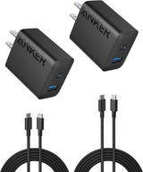 Anker 20W Dual-Port USB-C Fast Wall Charger Block, 2-Pack