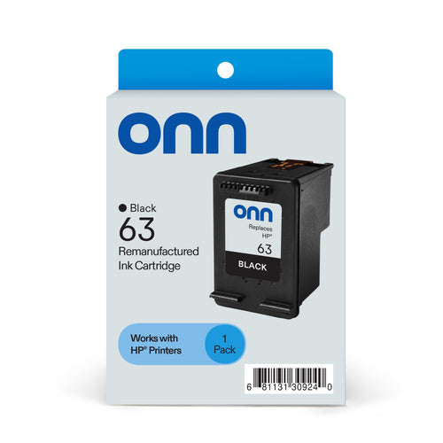 onn HP 63 Black Printer Ink Cartridge, (Remanufactured)
