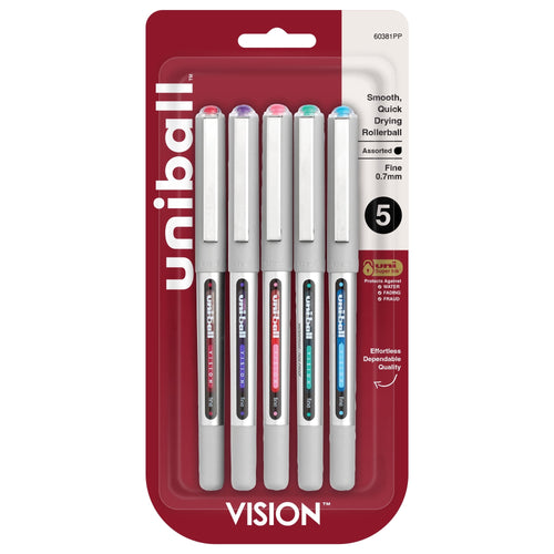 uni-ball Vision Rollerball Pens, Fine Point (5-Pack)