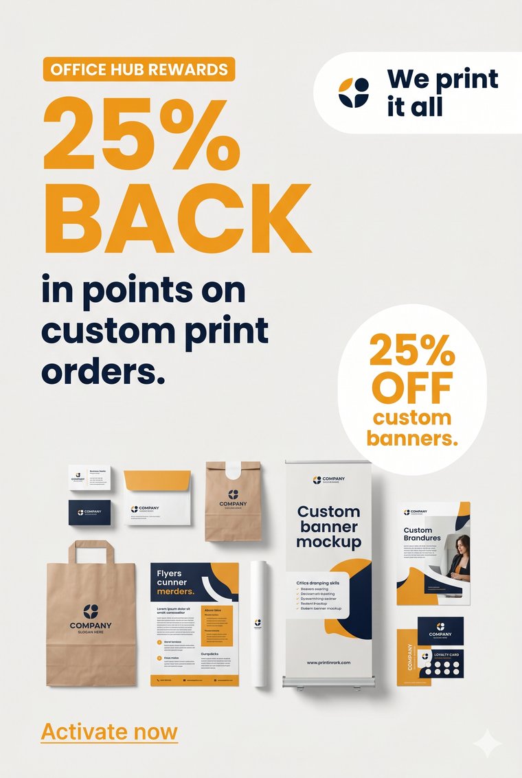 OfficeHub Rewards — 25% back on custom print